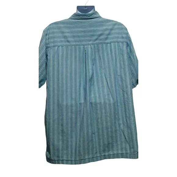 KINGSIZE Brand Mens 2XL Short Sleeve Shirt Button Front Blue Stripe - Picture 4 of 6